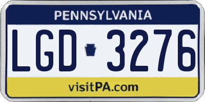 PA license plate LGD3276