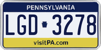 PA license plate LGD3278