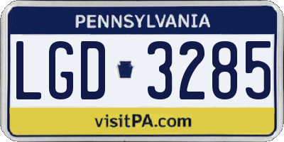 PA license plate LGD3285