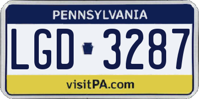 PA license plate LGD3287