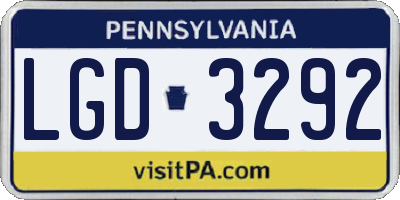 PA license plate LGD3292
