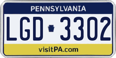 PA license plate LGD3302