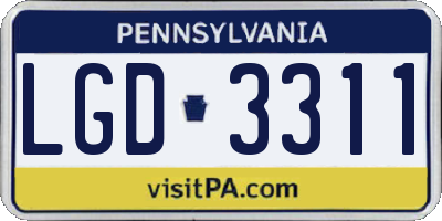 PA license plate LGD3311