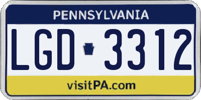 PA license plate LGD3312