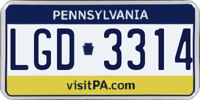 PA license plate LGD3314