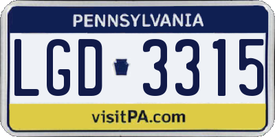 PA license plate LGD3315