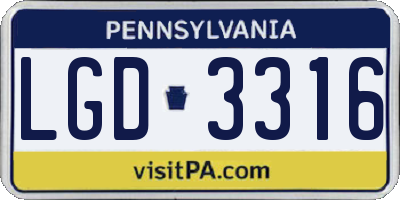 PA license plate LGD3316