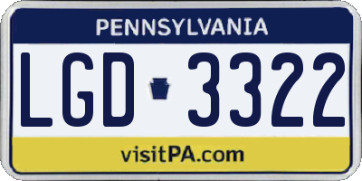 PA license plate LGD3322