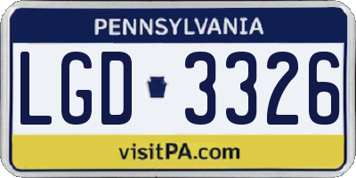 PA license plate LGD3326
