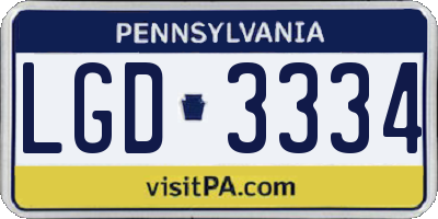 PA license plate LGD3334