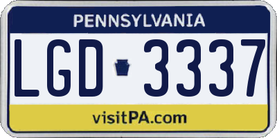 PA license plate LGD3337