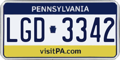 PA license plate LGD3342
