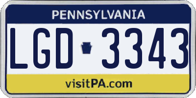 PA license plate LGD3343