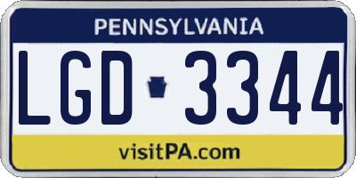 PA license plate LGD3344