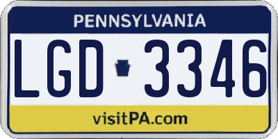 PA license plate LGD3346