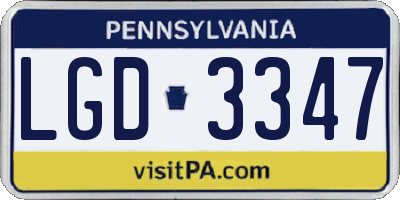 PA license plate LGD3347