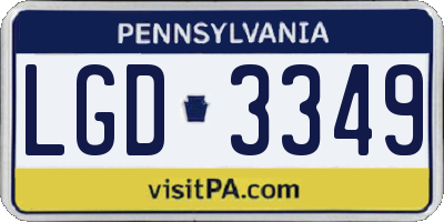 PA license plate LGD3349