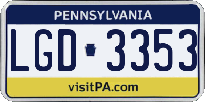 PA license plate LGD3353