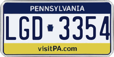 PA license plate LGD3354