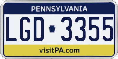 PA license plate LGD3355