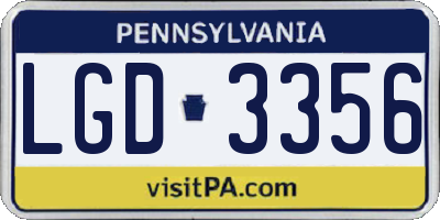 PA license plate LGD3356