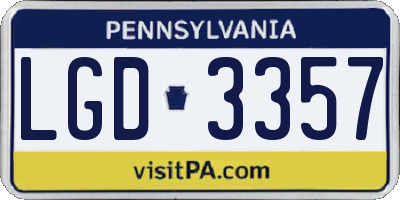 PA license plate LGD3357