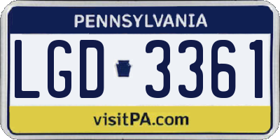 PA license plate LGD3361