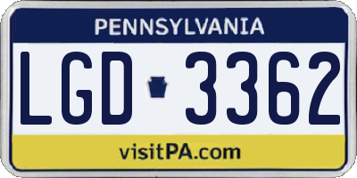 PA license plate LGD3362