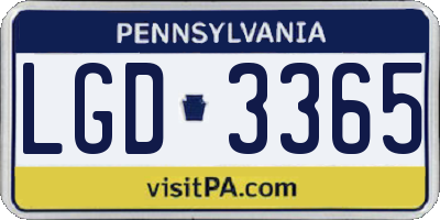 PA license plate LGD3365