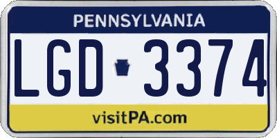 PA license plate LGD3374