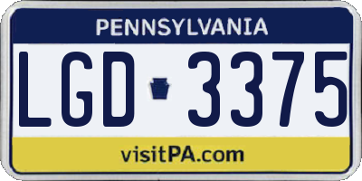 PA license plate LGD3375