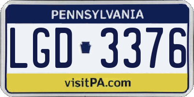 PA license plate LGD3376