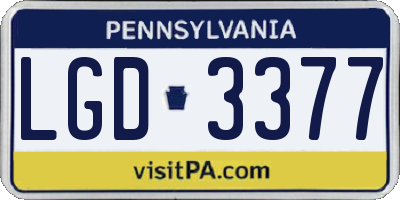 PA license plate LGD3377