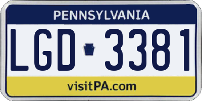 PA license plate LGD3381