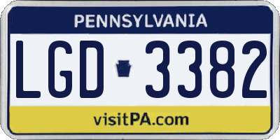 PA license plate LGD3382
