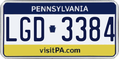 PA license plate LGD3384