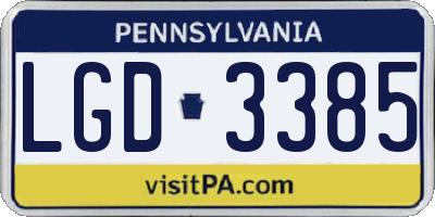 PA license plate LGD3385