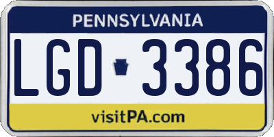 PA license plate LGD3386