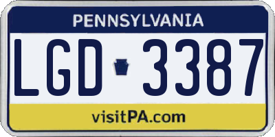 PA license plate LGD3387