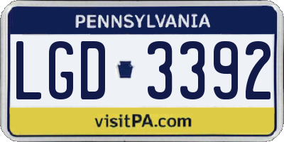 PA license plate LGD3392