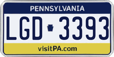 PA license plate LGD3393