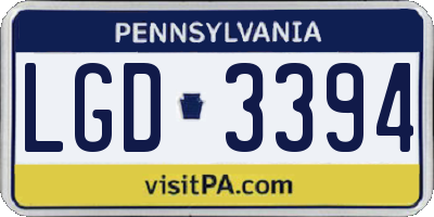 PA license plate LGD3394