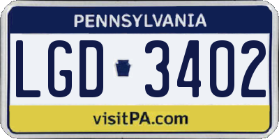 PA license plate LGD3402