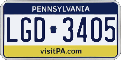 PA license plate LGD3405