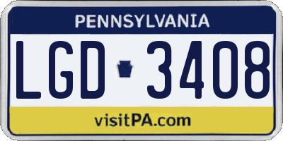 PA license plate LGD3408