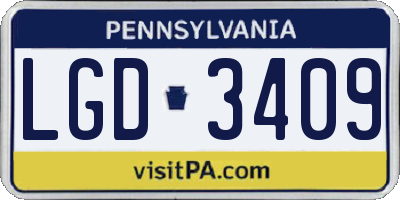 PA license plate LGD3409