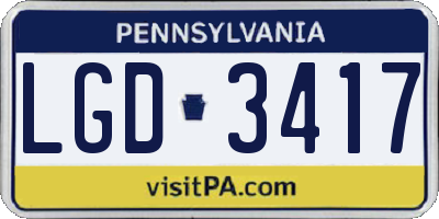 PA license plate LGD3417