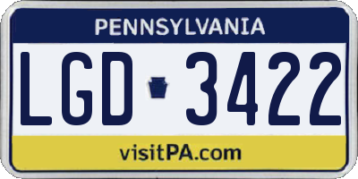 PA license plate LGD3422