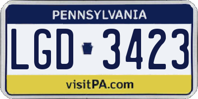 PA license plate LGD3423