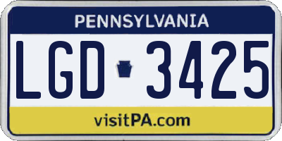 PA license plate LGD3425